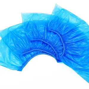 Copriscarpe monouso ispessiti in plastica PE impermeabili antipolvere blu confezione da 100