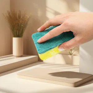 Esponja de limpieza de cocina de doble cara y estropajo para lavado de platos y manchas eficaces.