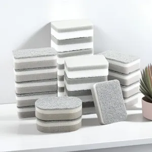 Kitchen cleaning sponge double-sided scouring pad multi-layer dishwashing block for home use
