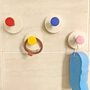 Colorful suction cup wall hooks for entryway, punch-free heavy duty key and hat hanging holder.