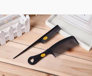 Lot de 2 peignes à cheveux en plastique noir avec peigne à queue et poignée pour coiffure