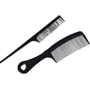 Set de 2 peignes à cheveux, peigne à queue en plastique et peigne à poignée pour le coiffage.