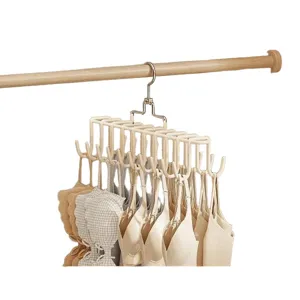 Detailopname multi-haak bh hanger, ruimtebesparend dubbelrijig ontwerp voor kast.