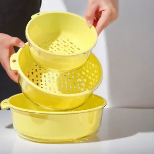 Plastic double-layer draining basket kitchen fruit vegetable washing basin strainer bowl