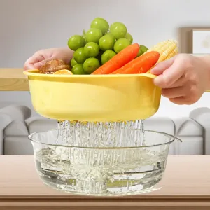 Double layer drainage basket plastic vegetable fruit washing basin kitchen colander strainer