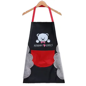 Tablier de cuisine imperméable avec essuie-mains, joli imprimé d'ours bavette de cuisine adulte.