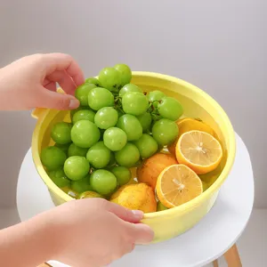 Plastic double layer draining basket fruit vegetable washing basin kitchen colander tool
