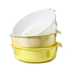 Double layer plastic drain basket and vegetable washing basin for daily kitchen use