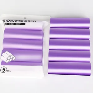 Purple vest-style disposable garbage bags, thick leakproof trash bags, 5 rolls pack.