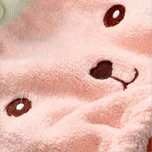 Pink plush cartoon bear dry hair cap super absorbent quick drying shower towel cute hair wrap