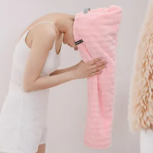 Chapeau de cheveux secs absorbant épais serviette microfibre rose séchage rapide doux