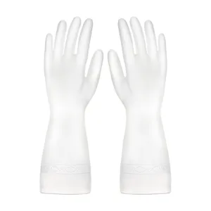 Durable household rubber dishwashing gloves for kitchen cleaning, waterproof latex hand protection.