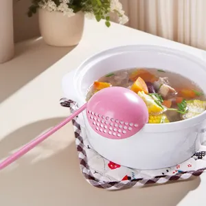 Wheat straw 2-in-1 soup spoon long handle kitchen strainer filter hot pot skimmer tableware