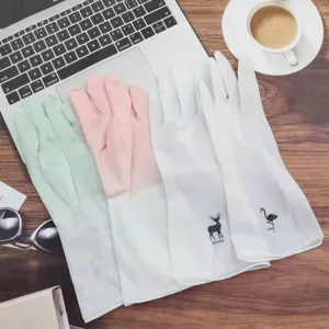 Long household waterproof cleaning rubber gloves set, anti-slip wear-resistant kitchen gloves.
