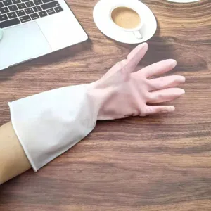 Household waterproof rubber cleaning gloves for daily dishwashing, durable, anti-slip.