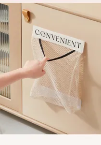 Küche hängende Netz Aufbewahrungstasche atmungsaktiver Plastiktütenhalter Wand Organizer