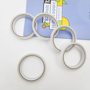 Cinta adhesiva de doble cara de papel blanco, rollos adhesivos finos para oficina y escuela.