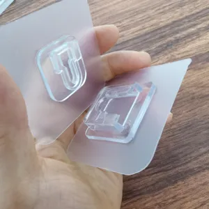 Gancho adhesivo transparente de pared soporte sin rastro para cocina y baño uso.