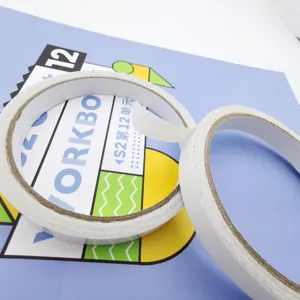 Cinta doble cara fina rollo de cinta de papel blanco para oficina escuela y manualidades