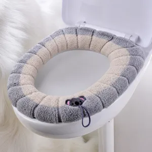 Fundas para Asientos de Inodoro de Punto Espesas Forma O Lavable Estera de Inodoro Cálida Con Mango Estilo Nórdico Accesorios de Baño