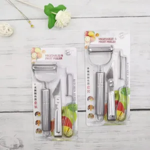 Set pelapatate per verdure in acciaio inossidabile, pelapatate e coltello da cucina multifunzione.