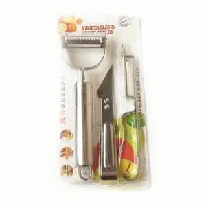 Set 3 pelapatate verdure in acciaio inossidabile utensile da cucina vista principale