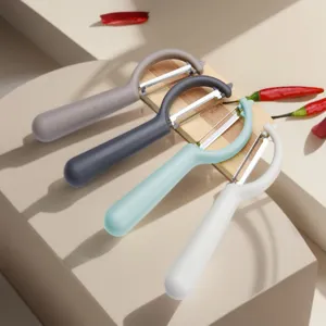 Pelador verduras fruta acero inoxidable forma P utensilio cocina multicolor set principal