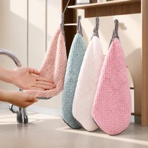 Pineapple Pattern Microfiber Cleaning Cloth Hanging Dish Towel Absorbent Kitchen Rag