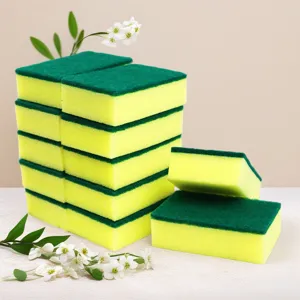 Kitchen cleaning sponge scrub pads, dual-sided dishwashing sponges multi-pack stacked view
