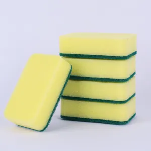 Kitchen cleaning sponge scrubber dual-sided heavy duty scouring pad for dishwashing