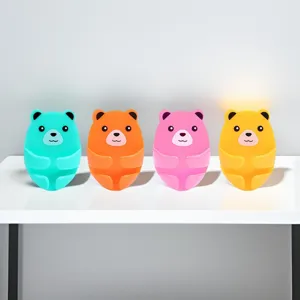 Cute cartoon bear plug hooks punch free wall mount socket holders for home kitchen room use.