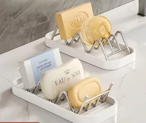 Seifenhalter aus Edelstahl mit Wellenform und Abtropfschale für das Badezimmer und Dusche.