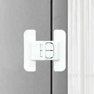 Refrigerator door safety lock punch free cabinet latch child proof white plastic utility guard