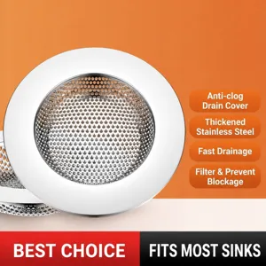 Stainless Steel Sink Strainer Wide Rim Perforated Mesh Anti Clogging Drain Filter For Kitchen Bathroom Home Utility