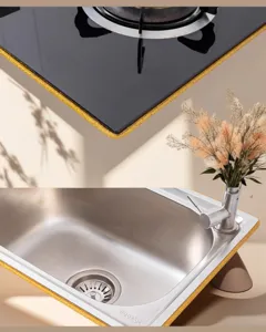 Cinta para juntas de cocina impermeable antimoho purpurina dorada adhesiva para fregadero