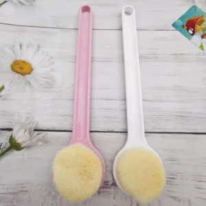 Largo mango cerdas suaves cepillo de baño conjunto cuerpo depurador espalda rosa