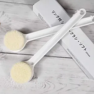 Set de cepillos de baño de cerdas suaves con mango largo y cordón, limpiador corporal.
