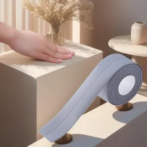 Detailed view of grey waterproof anti-mildew sealing tape for kitchen and bathroom gaps.