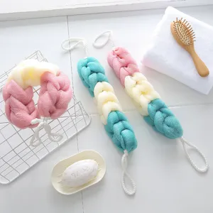 Exfoliating Long Bath Sponge Net Back Scrubber Double Sided Thickened Mesh Bathing Shower Strip For Adults Bathroom