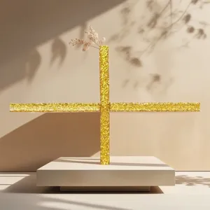 Tira de juntas con purpurina dorada autoadhesiva y pegatina de pared impermeable