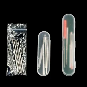 Stainless steel ear pick set 6-piece ear spoon cleaning tool kit with portable storage cases.