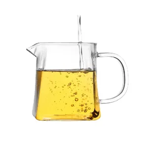 Tasse de justice en verre borosilicaté carré résistant à la chaleur pour service à thé.