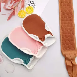 Peeling Duschhandschuh und Rückenschrubber Set, weiche Körperwaschschwämme für sanfte tägliche Pflege.