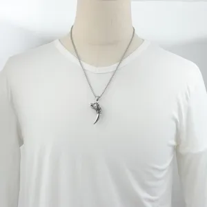 Collana con ciondolo dente di lupo in acciaio titanio uomo retro hip hop strada gioiello principale