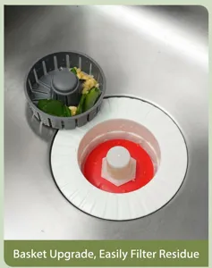 Panier de filtre d'évier de cuisine pièce de rechange, détail montrant la collecte des déchets.