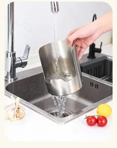 Portacucchiaio da cucina in acciaio inossidabile per supporto mestolo e scolapiatti lavandino.