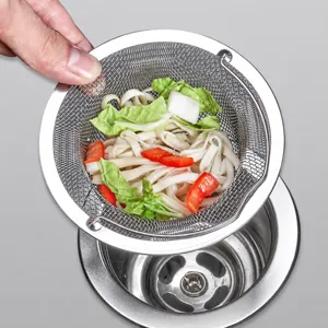 Stainless steel kitchen sink strainer basket for food waste and residue filtration, durable main view.