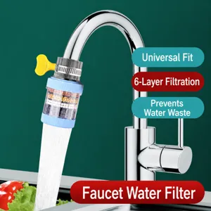 Universal 6-layer kitchen faucet water filter, splash-proof tap purifier for home use.