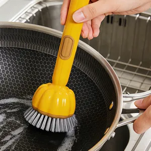 Spazzola per pentole con manico lungo a zucca spazzola per pulizia cucina stoviglie