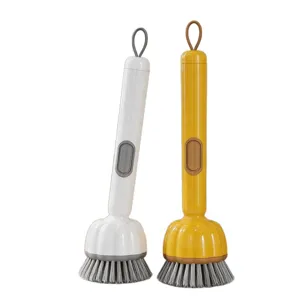 Lunga spazzola per la pulizia di pentole a zucca da cucina con dispenser di liquido